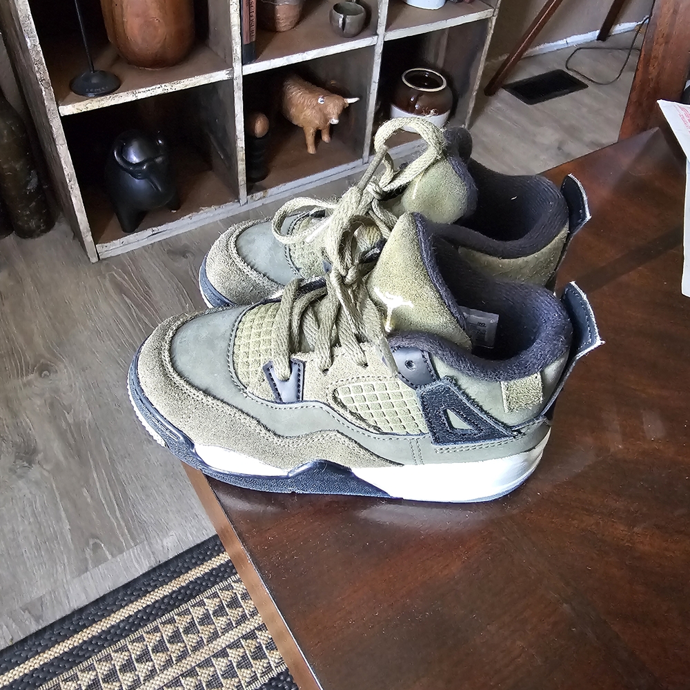 Jordan Kids Olive Green and Black Sneakers
